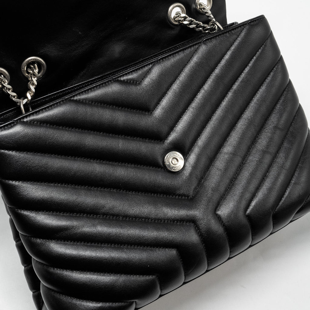 SAINT LAURENT /YSL MEDIUM LOU LOU BAG CALFSKIN BLACK RUTHENIUM HARDWARE