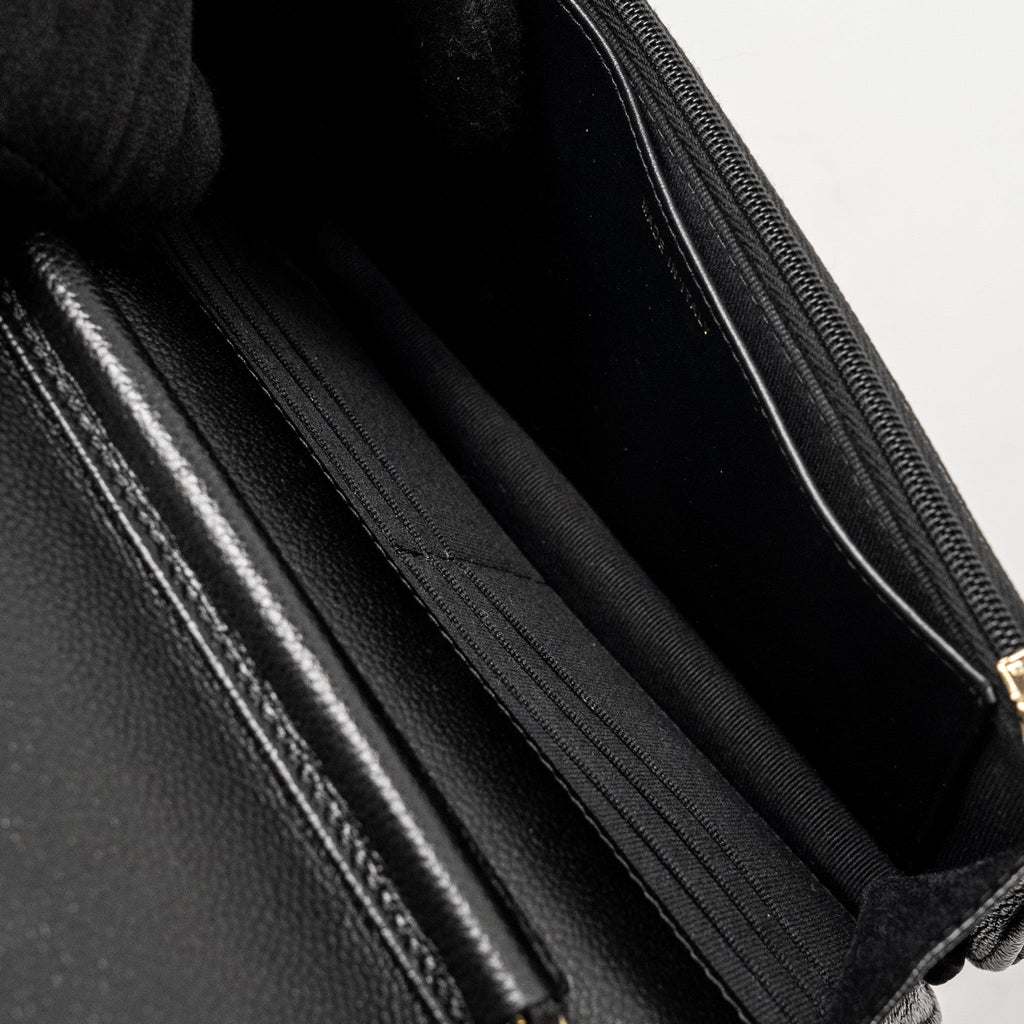 CHANEL DETAILED CC LOGO WALLET ON CHAIN CAVIAR BLACK GHW (MICROCHIP)