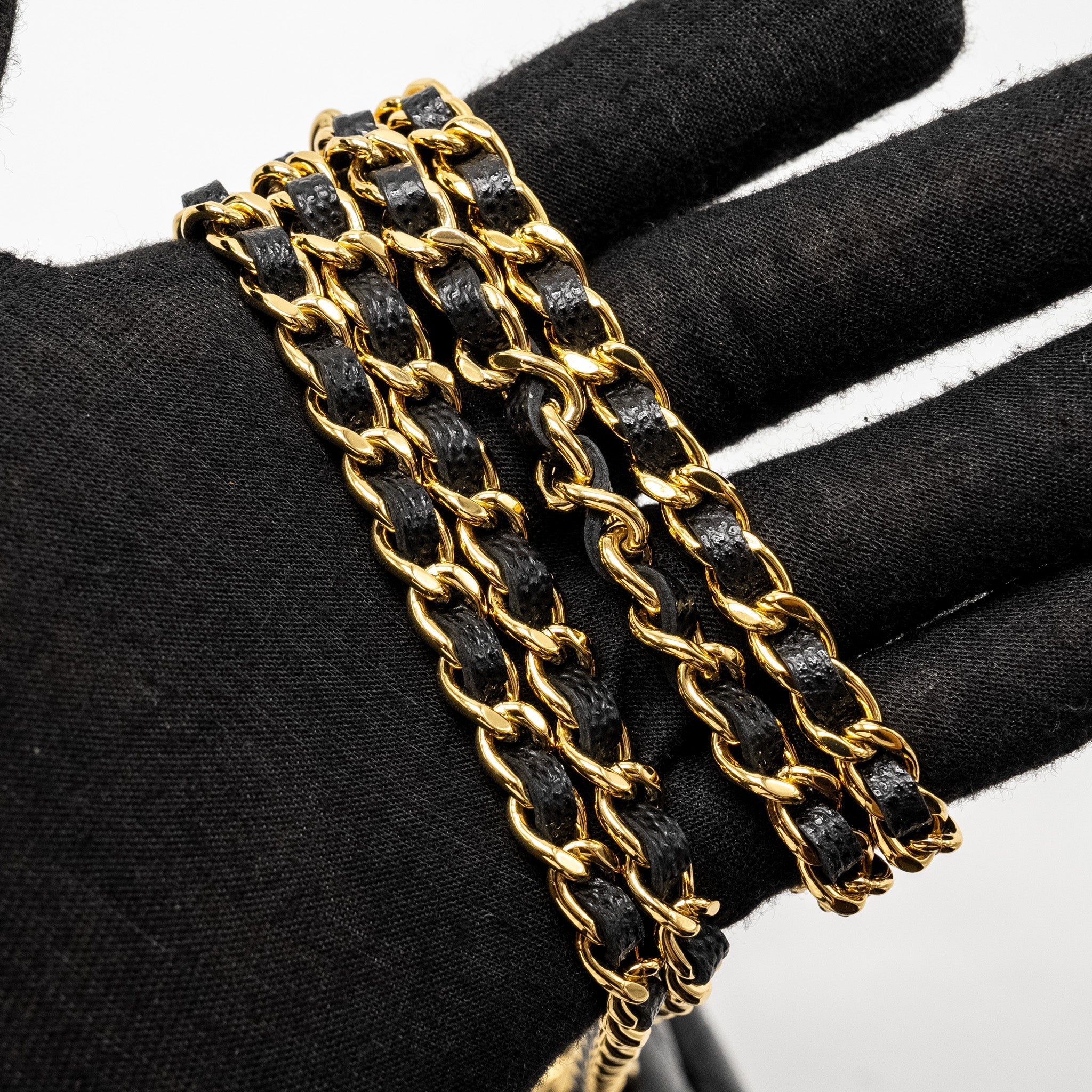CHANEL FLAP WALLET WITH CHAIN CAVIAR BLACK GHW (MICROCHIP)