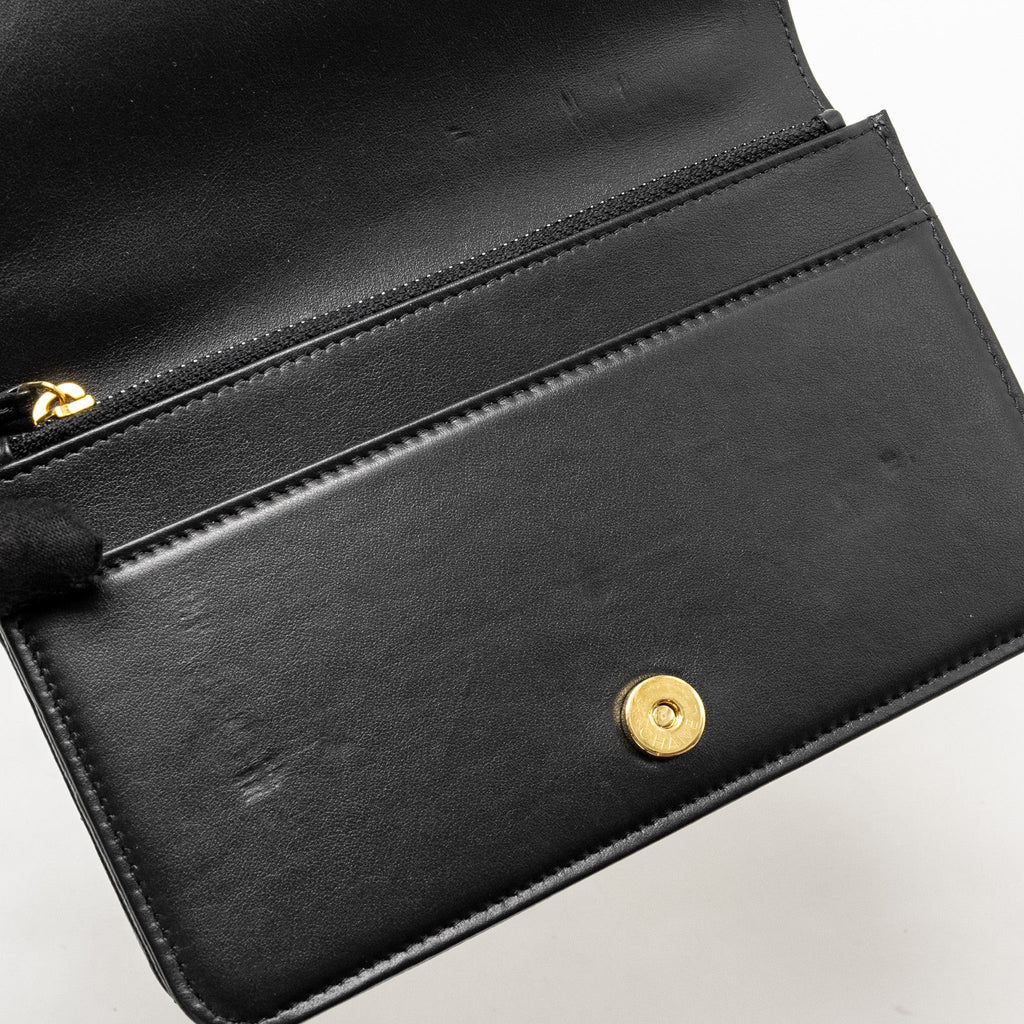 CHANEL FLAP WALLET WITH CHAIN CAVIAR BLACK GHW (MICROCHIP)