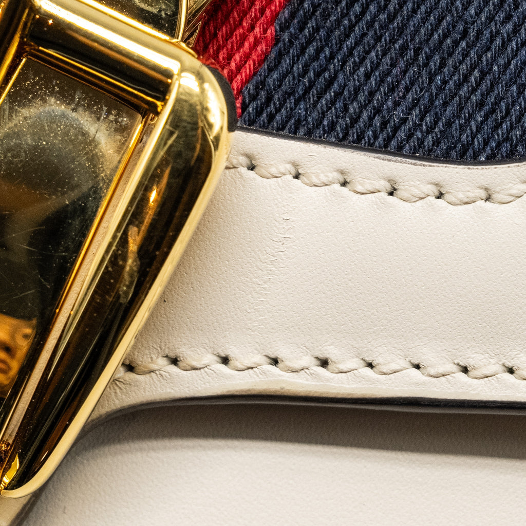 GUCCI MINI SYLVIE TOP HANDLE BAG CALFSKIN WHITE GHW