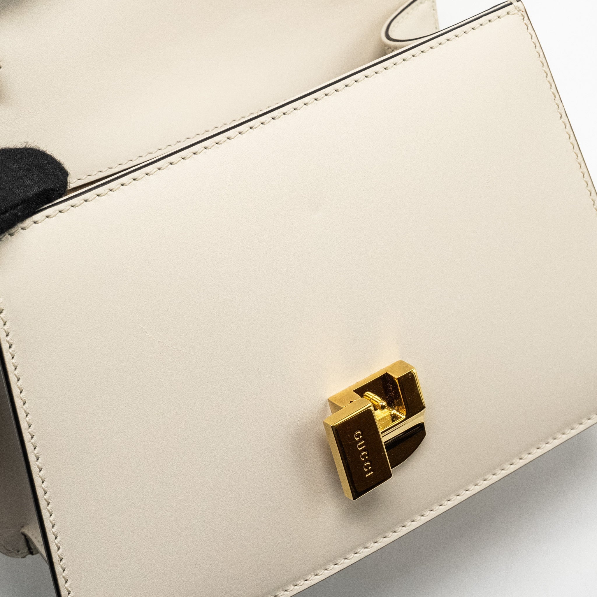 GUCCI MINI SYLVIE TOP HANDLE BAG CALFSKIN WHITE GHW