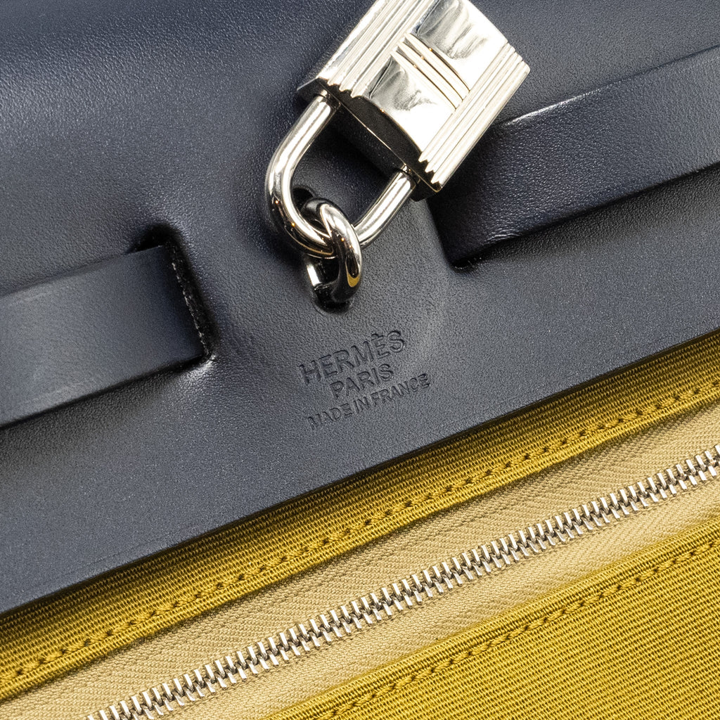 HERMES HERBAG 31 ZIP BAG CANVAS / HUNTER VERT CYPRES / VERT OLIVE / BLUE INDIGO SHW