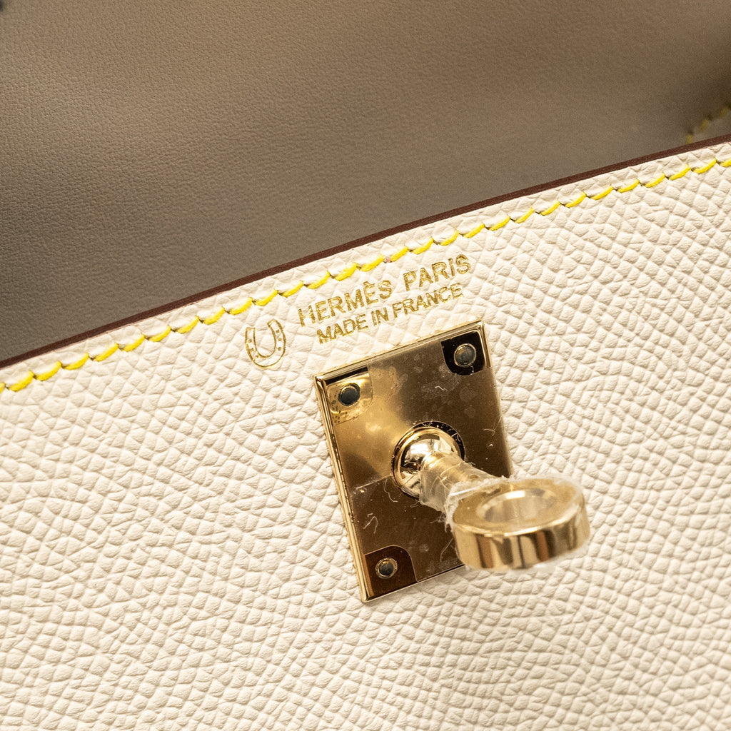 HERMES MINI KELLY SPECIAL ORDER EPSOM CRAIE / ETOUPE / LIME LGHW