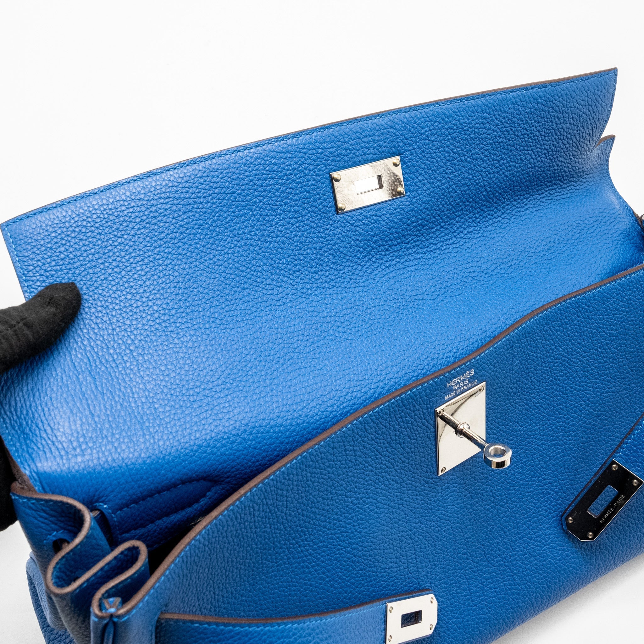 HERMES SHOULDER KELLY CLEMENCE BLUE SHW