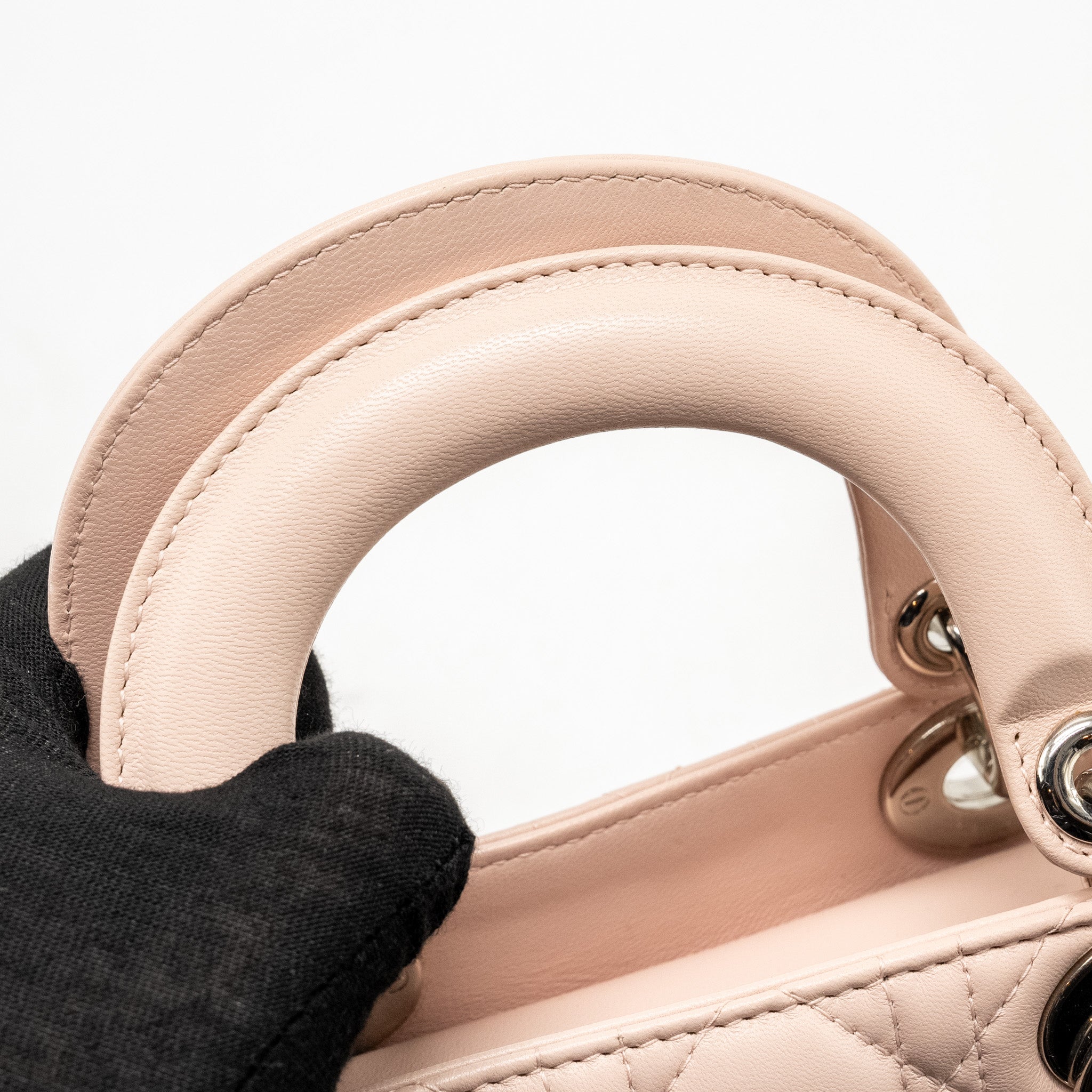 DIOR MINI LADY DIOR CRYSTAL STRAP LIMITED EDITION LAMBSKIN LIGHT PINK SHW