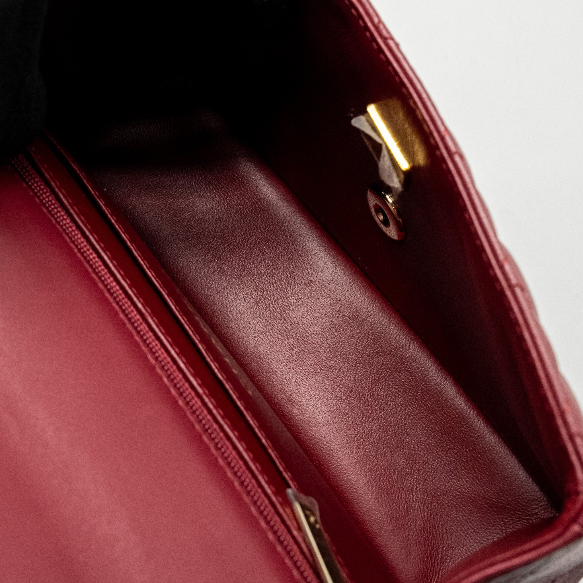 CHANEL TOP HANDLE MINI RECTANGULAR FLAP BAG LAMBSKIN BURGUNDY LGHW (MICROCHIP)