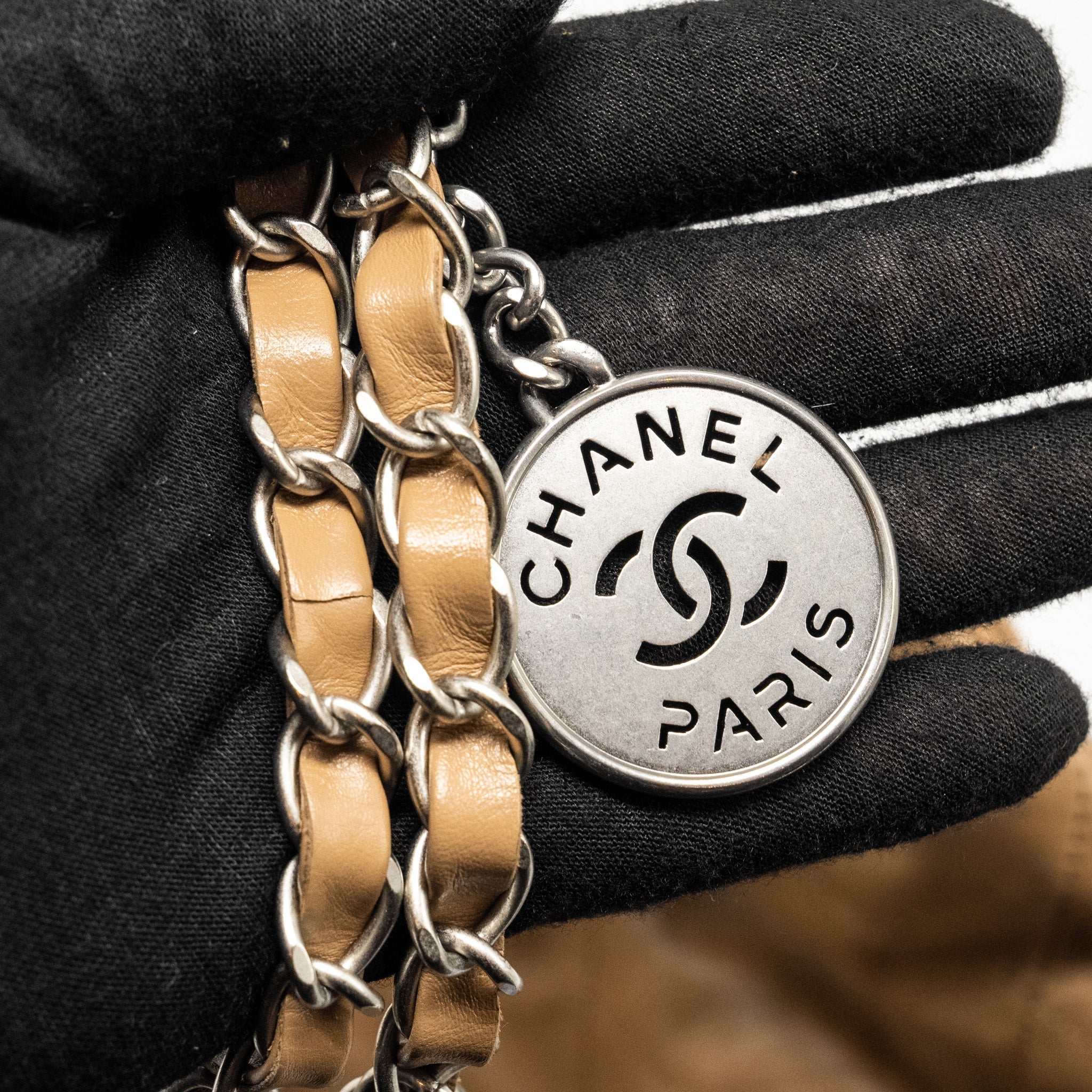 CHANEL 22K SMALL 22 BAG CALFSKIN DARK BEIGE SHW (MICROCHIP)