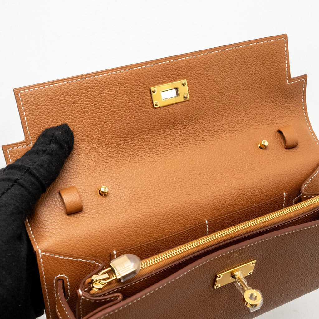 HERMES KELLY TO GO EVERCOLOR GOLD GHW
