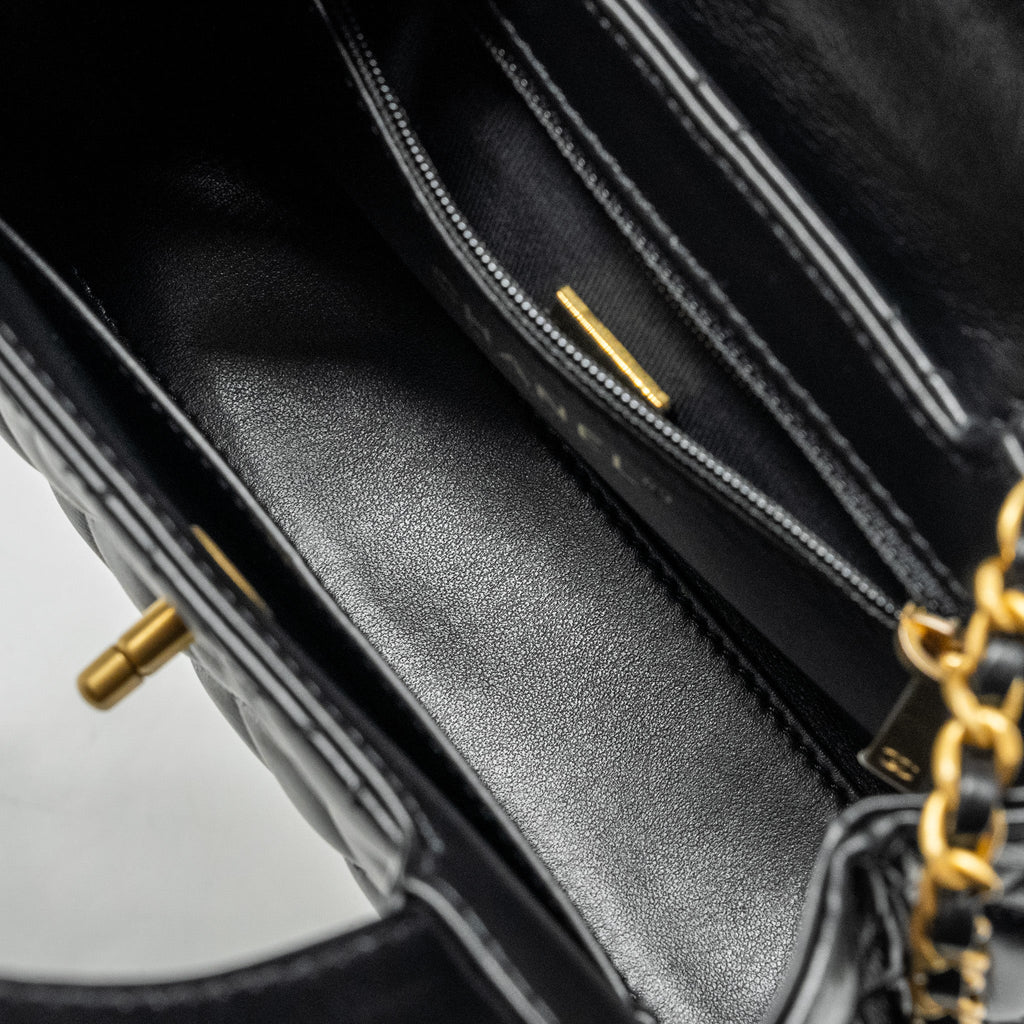 CHANEL MINI KELLY SHOPPING TOTE BAG CALFSKIN BLACK GHW (MICROCHIP)