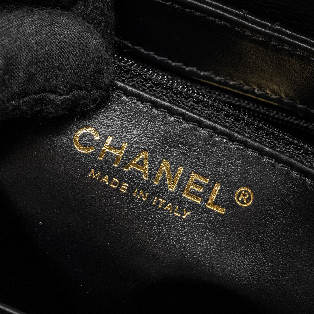 CHANEL MINI KELLY SHOPPING TOTE BAG CALFSKIN BLACK GHW (MICROCHIP)