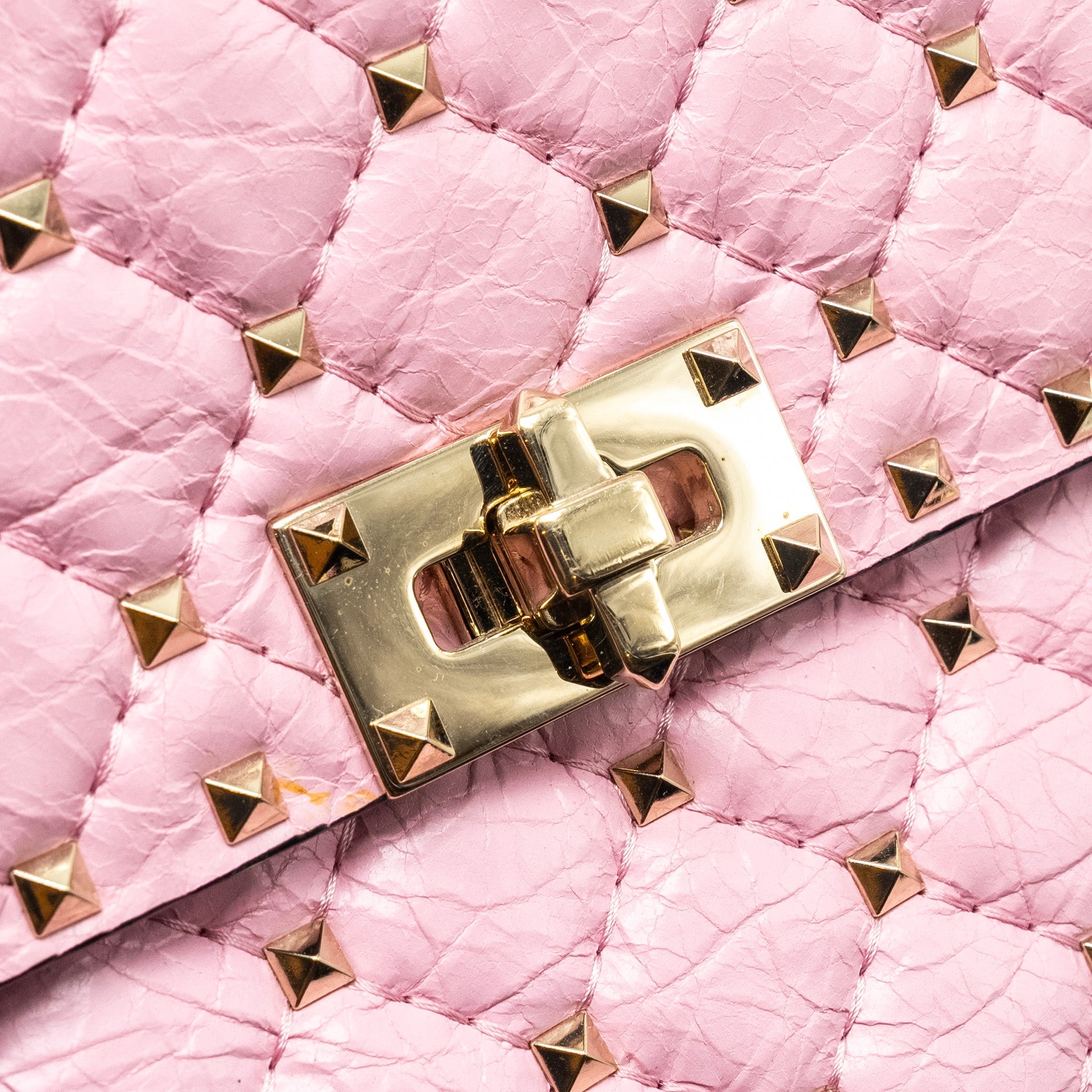 VALENTINO MEDIUM ROCKSTUD SPIKE BAG LEATHER PINK GHW