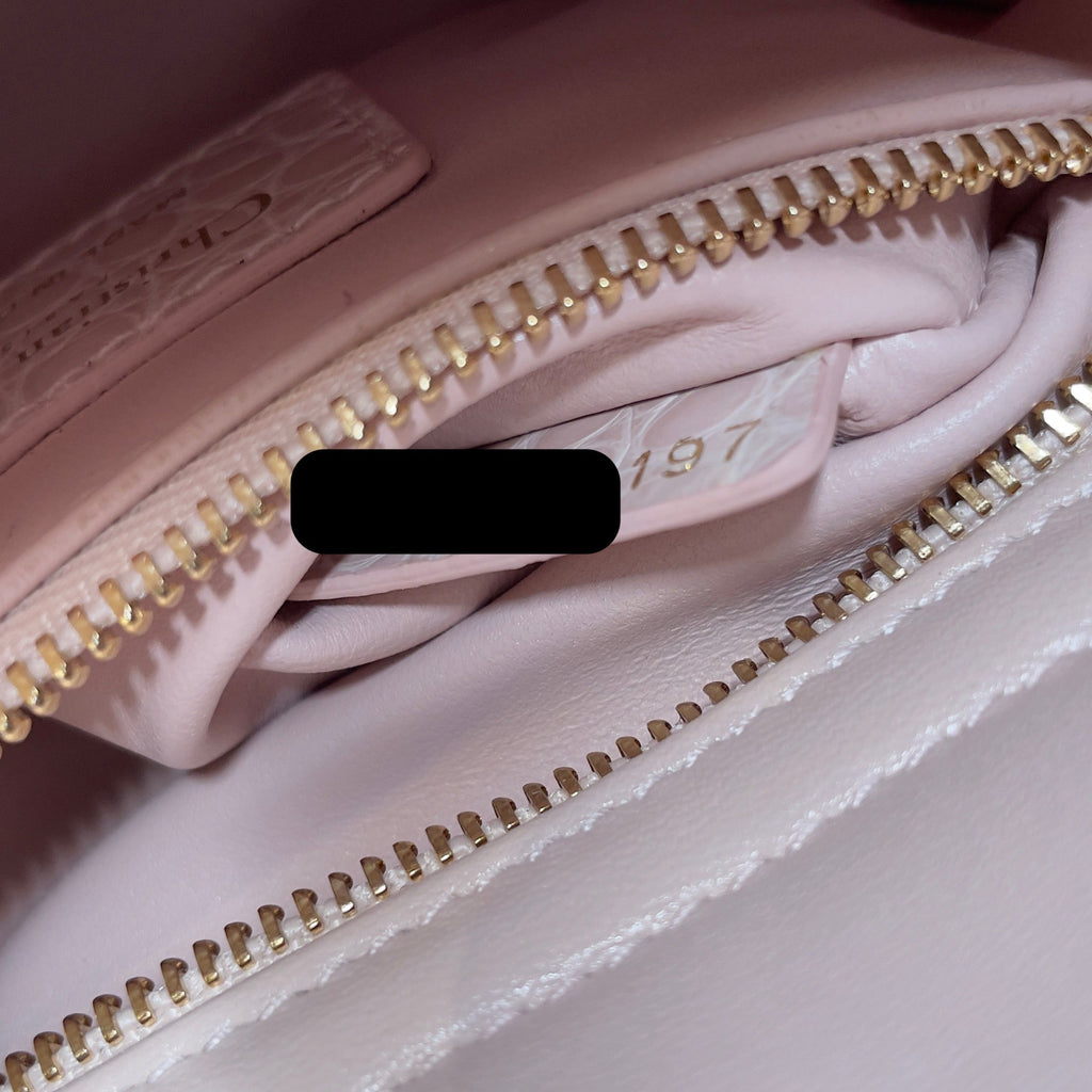 DIOR MINI LADY DIOR ALLIGATOR MISSISSIPPIENSIS LIGHT PINK LGHW