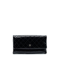 CHANEL FOLD OVER CLUTCH PATENT LEATHER BLACK SHW
