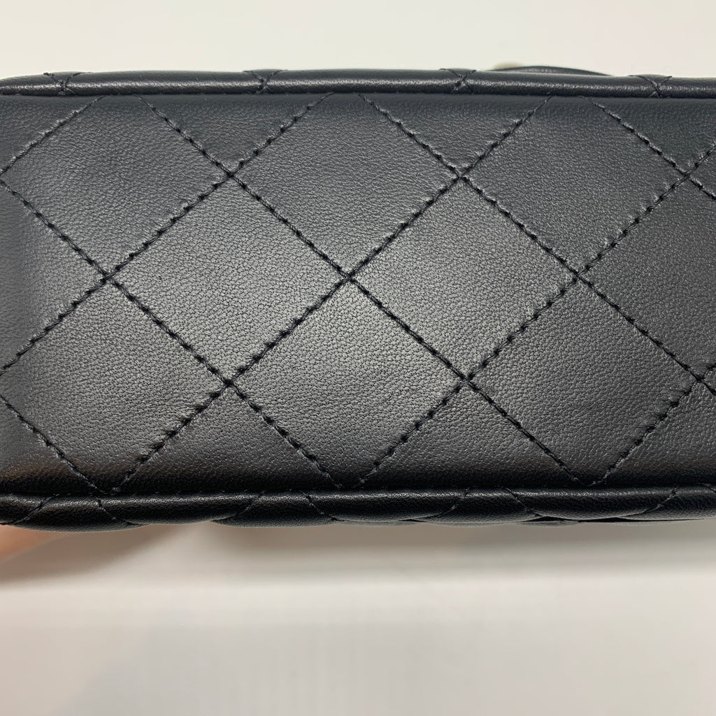 CHANEL CLASSIC MINI RECTANGULAR FLAP BAG LAMBSKIN BLACK LGHW (MICROCHIP)