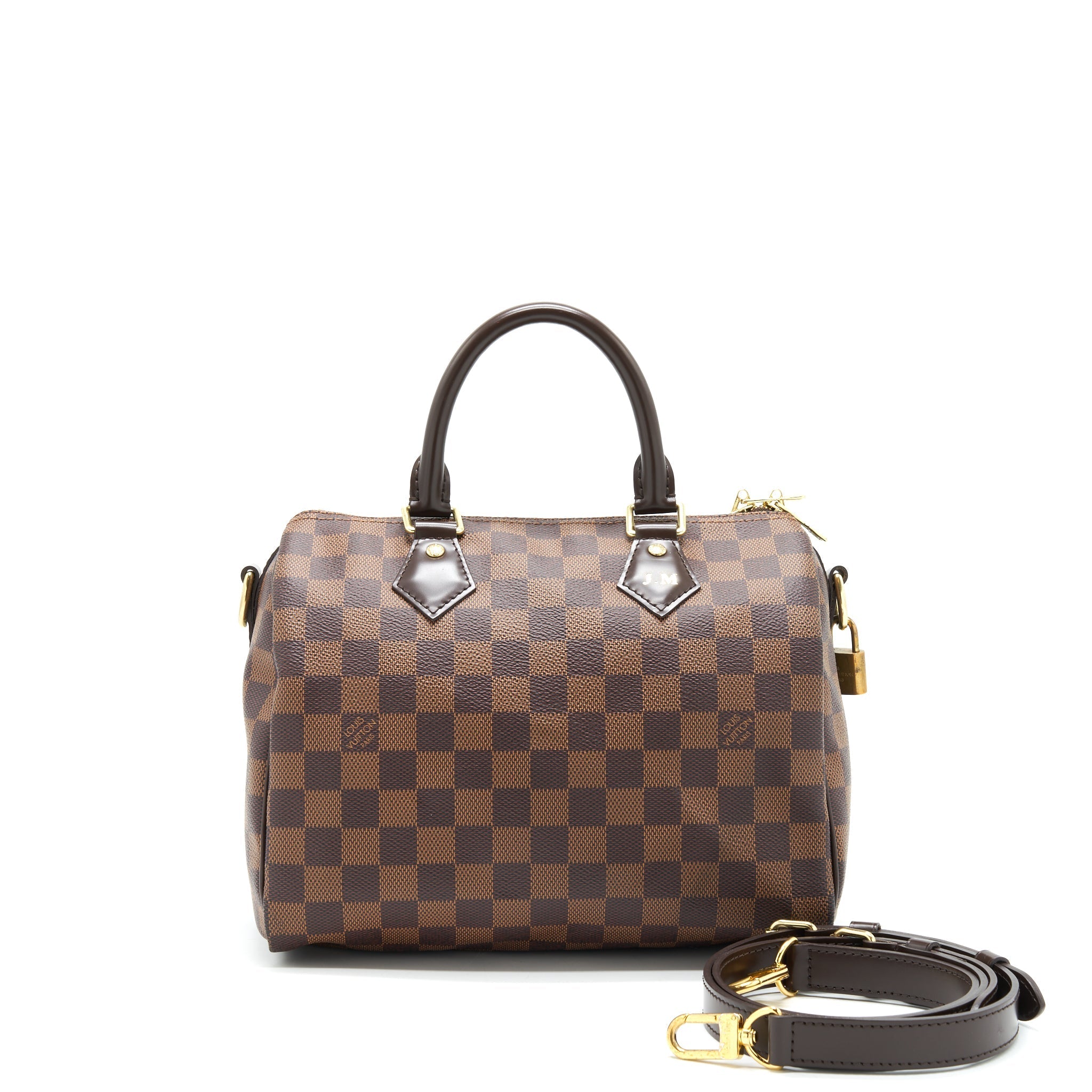 LOUIS VUITTON SPEEDY 25 DAMIER EBENE WITH STRAP