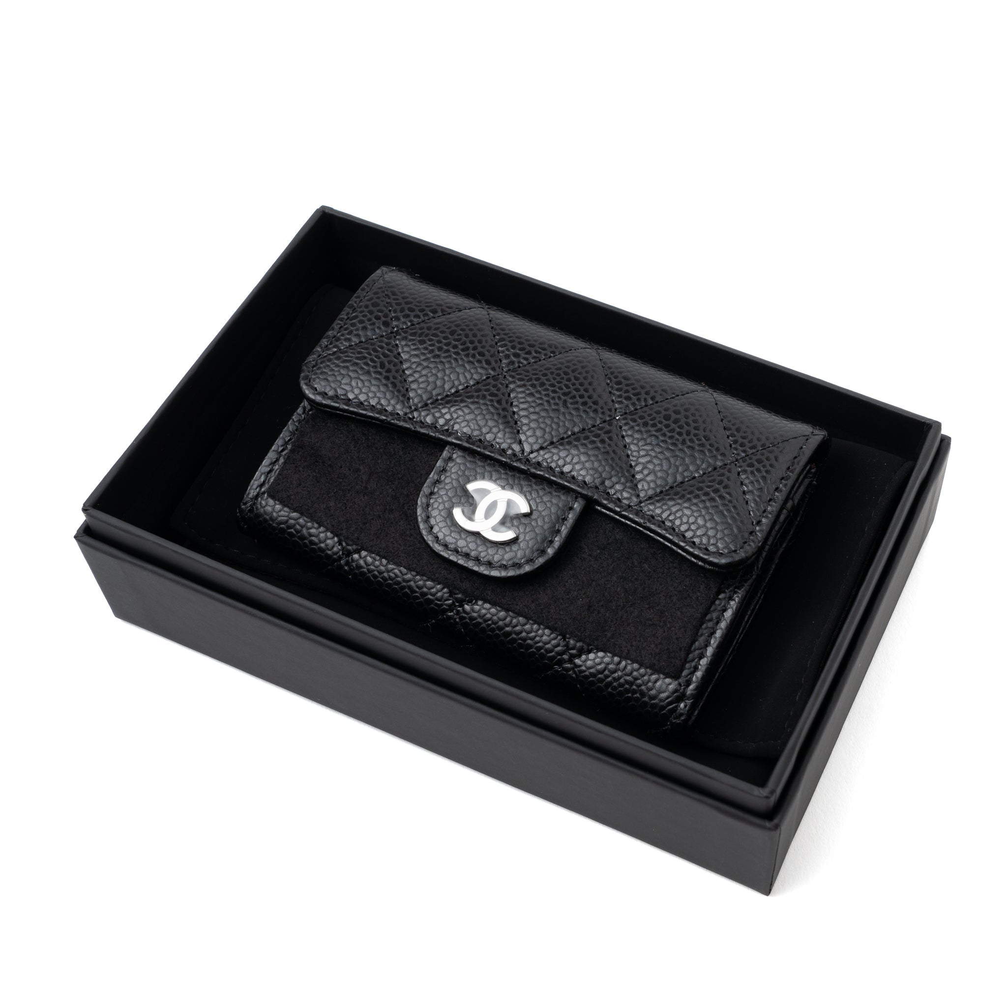 CHANEL CLASSIC FLAP CARD HOLDER CAVIAR BLACK SHW (HOLOGRAM)
