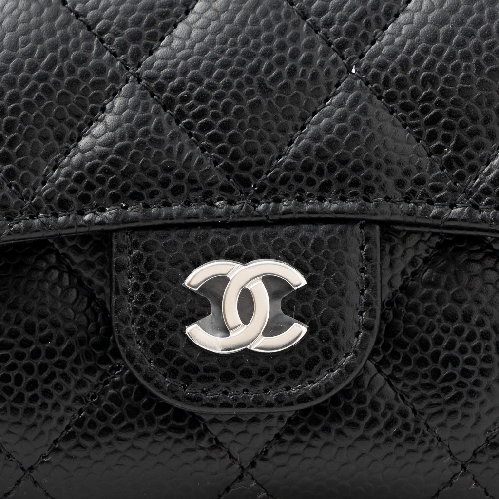 CHANEL CLASSIC FLAP CARD HOLDER CAVIAR BLACK SHW (HOLOGRAM)
