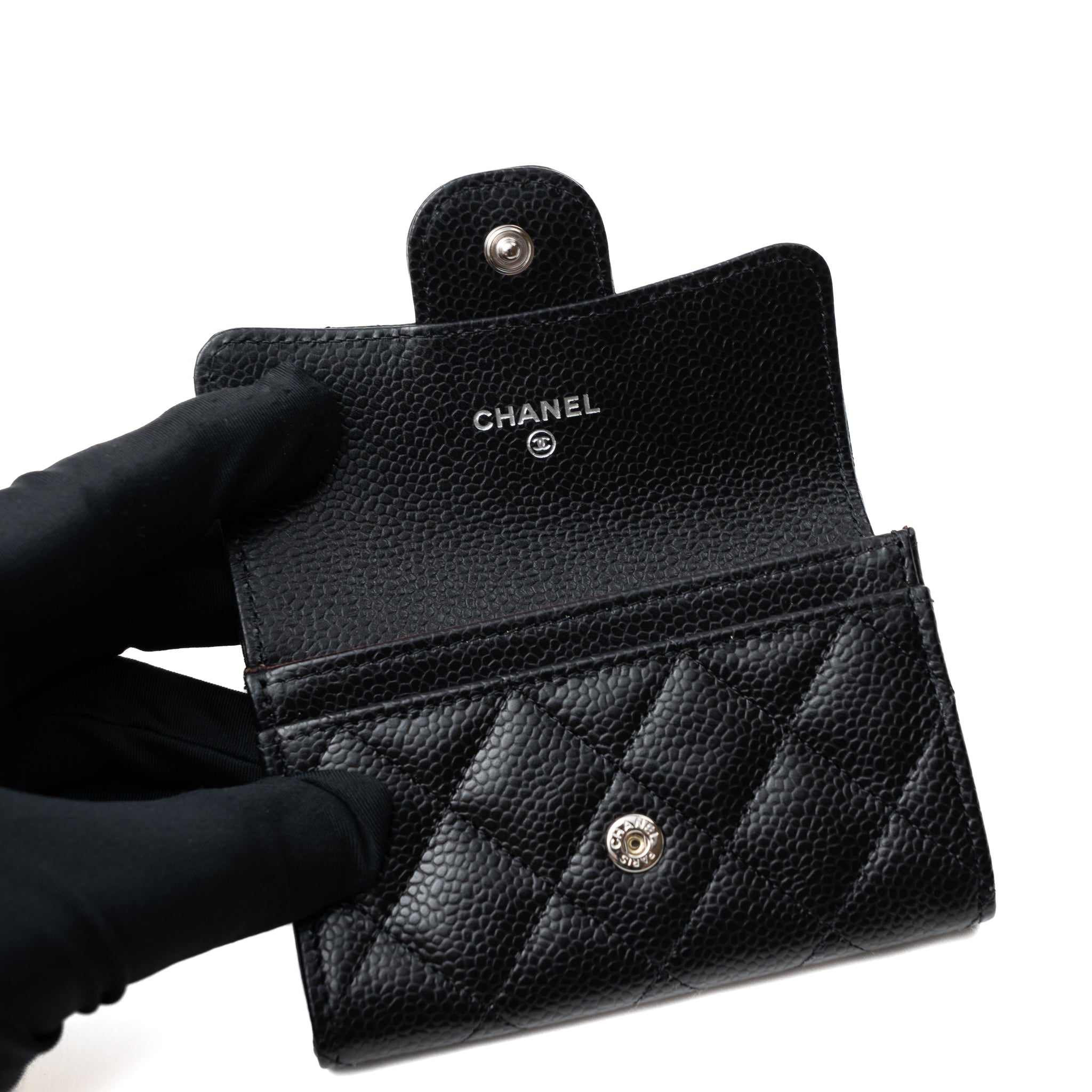 CHANEL CLASSIC FLAP CARD HOLDER CAVIAR BLACK SHW (HOLOGRAM)